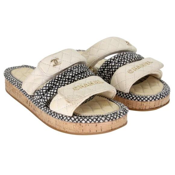 Chanel Chunky 37 Canvas Quilted Flatform Sandals CC-1217P-0006 - Picture 5 of 11